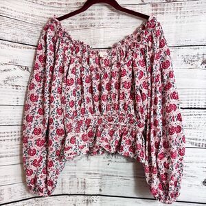 Anna cate Top Womens Size Small floral Off shoulder balloon sleeves Boho Blouse